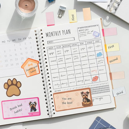 B1ykin Sticky Notes Set - Cartoon Theme Cute Self-Stick Notes Pad Teacher Appreciation Gifts， Self-Adhesive Writing Memo Pages Sticky to Do Notepad for Kids Employee School Office (Yorkshire Terrier)