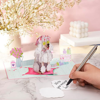Relax Mom Pop Up Cards, Poodle, You're Fabulous Mom, 3D Greeting Cards, Gift for Mothers Day, Birthday, Wife, Stepmom, Mother in law, 5x7 - Includes Envelope And Message Note