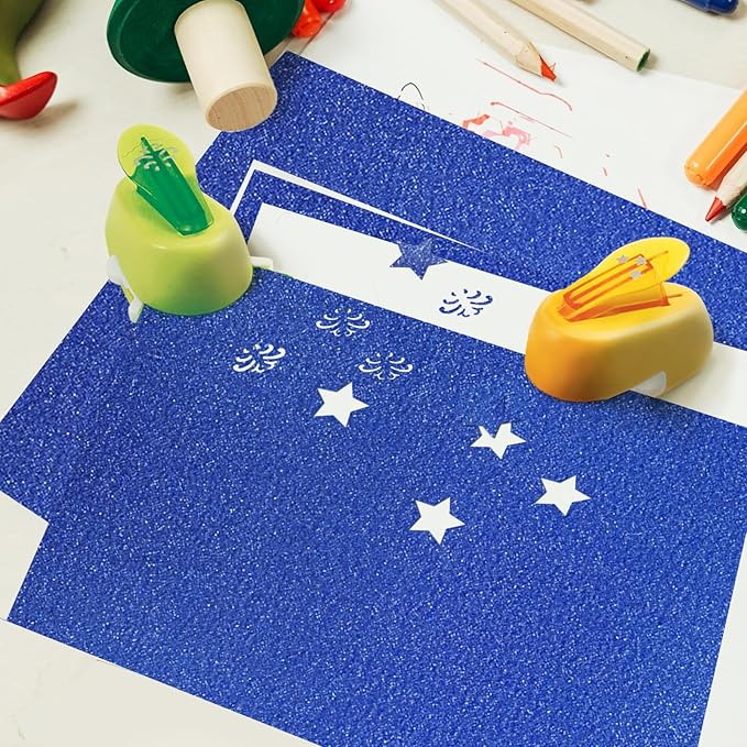 Double-sided Blue Glitter Cardstock 8.5x11- Goefun Metallic Paper, 24 Sheets 280 GSM/100LB Blue Cardstock for Card Making, Cricut, Graduation Cap Decorations