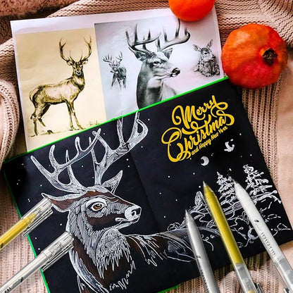 0.8mm Extra Fine Point 3 Colors Gel Pen Set White,Gold and Silver Gel Ink Pens for Artists, White Gel Pen, White Ink Pen, White Pens for Artists Drawing