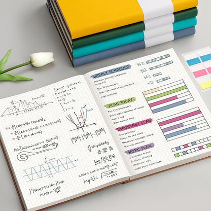 AHGXG Graph Paper Notebook - 320 Pages Grid Paper Notebook Large Journal B5, 100gsm Thick Graph Paper, Leather Softcover, Inner Pocket, 7.6'' X 10''- Cyan