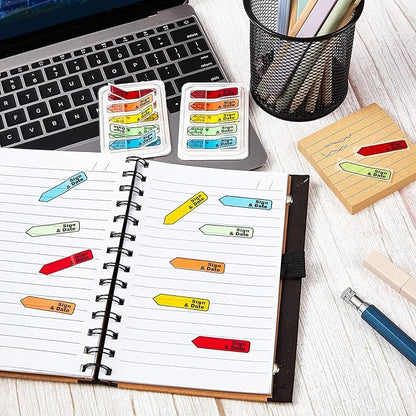 Colarr 10 Pack 1000 Pieces Sign Here Date Tabs Sign Here Date Stickers Flags Please Message Flags for Office Notebook Annotating Books Notary Books(Multicolor,Classic)