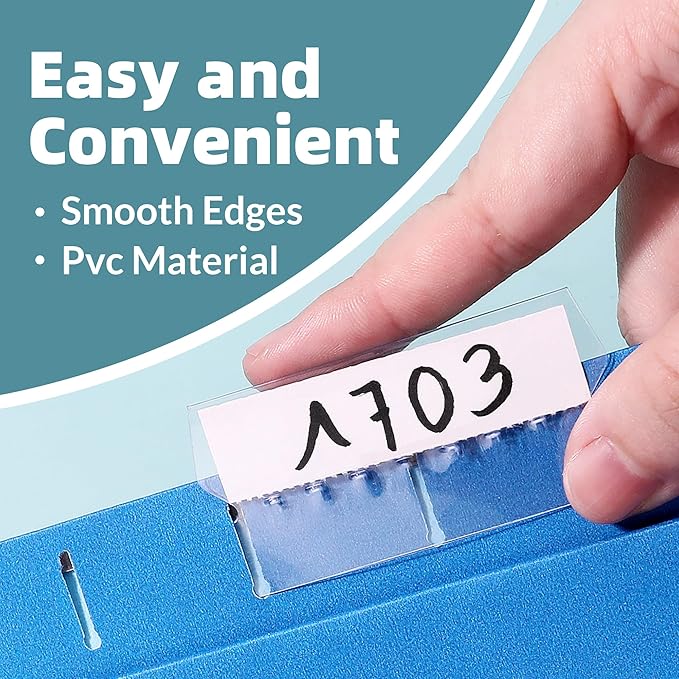 File Folder Tabs, SUNEE 50 Sets Hanging File Folder Labels Tabs and Inserts for Hanging Files Folders