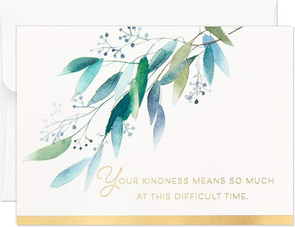 Hallmark Funeral Thank You Cards Assortment, Watercolor Flowers (50 Thank You for Your Sympathy Cards with Envelopes)