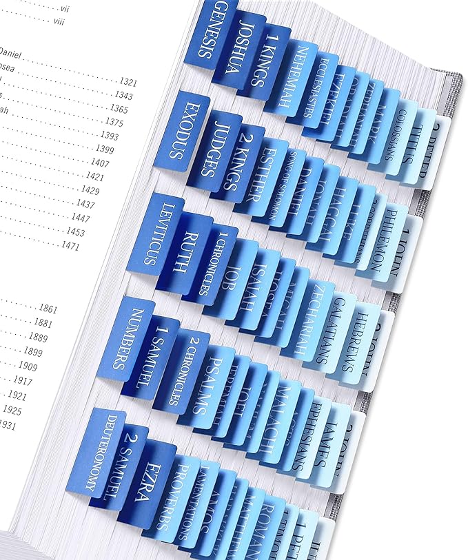 Bible Tabs for Women & Men, Laminated Bible Tabs for Study Bible, Large Print Neutral Bible Tabs for Easy Navigation, Bible Index Tabs, 66 Tabs Old & New Testament, Extra 9 Blank Tabs - Ocean Serenity