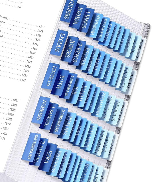 Bible Tabs for Women & Men, Laminated Bible Tabs for Study Bible, Large Print Neutral Bible Tabs for Easy Navigation, Bible Index Tabs, 66 Tabs Old & New Testament, Extra 9 Blank Tabs - Ocean Serenity
