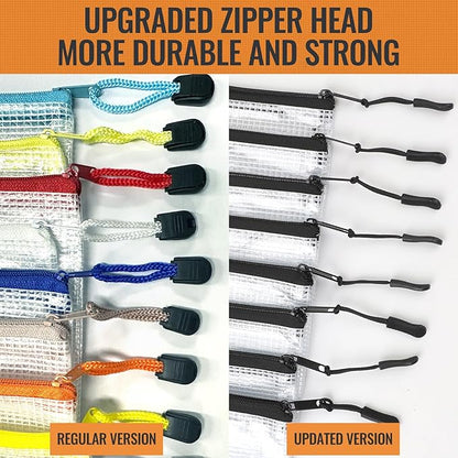 24pcs Mesh Zipper Pouch Bags 9.3 x 4.7 Inches, Black Small Clear Pouches Bulk, Travel Cosmetics Organization, Classroom and Office Supplies