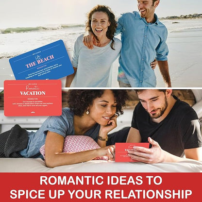 52 Love Coupons for Him - Couples Coupon Book for Boyfriend Husband, Blank Coupon Cards Valentine’s Day Gifts for Girlfriend, Romantic Love Vouchers Cards Box Anniversary Keepsake Gift