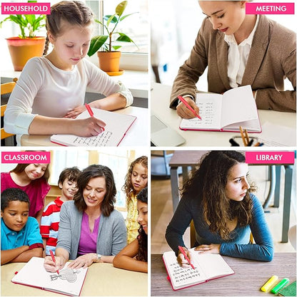 feela 12 Pack Notebooks Journals Bulk, Hardcover Notebook Classic Ruled Lined Journals with Pen Holder for Women Girls School Business Supplies, with 12 Black Pens, 120 GSM, 5.1”x8.3”, A5, Berry