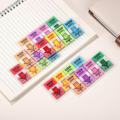 600pcs/6 Packs Sign Here Tabs, Arrow Labels Stickers Sticky Signature Tags Adhesive Message Flags for Documents Notebooks Home Office School Supplies