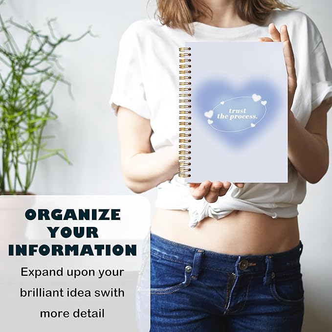 BearCake Trendy Y2K Blue Aura Preppy Notebook Journal, Trust the Process Inspirational Notebooks, Aesthetic Notebooks, Blue Aesthetic Office Supplies, Hardcover Spiral Notebook 5.5x8.3