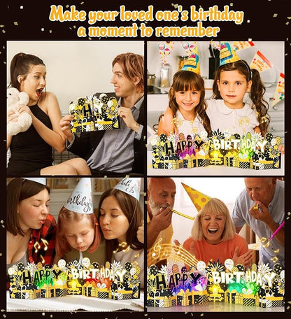 Birthday Card, Pop Up Musical Birthday Cards w Light,Blow Out Candle & Play Happy Birthday Music Card,Greeting Cards Gifts for Women Men Him Her