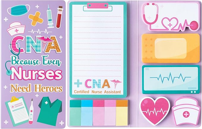 B1ykin Sticky Notes Set - Cartoon Theme Cute Self-Stick Notes Pad Teacher Appreciation Gifts， Self-Adhesive Writing Memo Pages Sticky to Do Notepad for Kids Employee School Office (CNA)