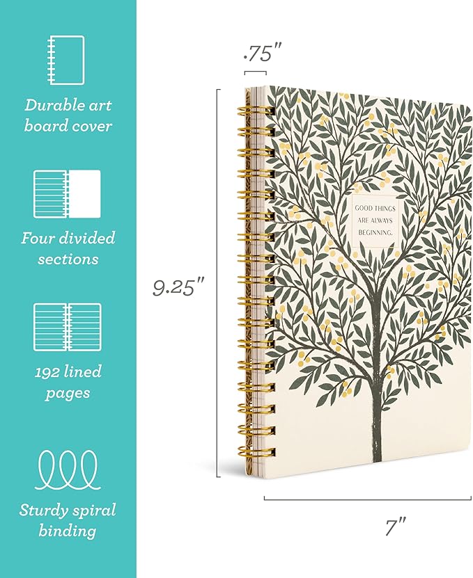 Compendium Spiral Notebook – Good Things Are Always Beginning – A Designer Spiral Notebook with 192 Lined Pages, College Ruled, 7.5”W x 9.25”H