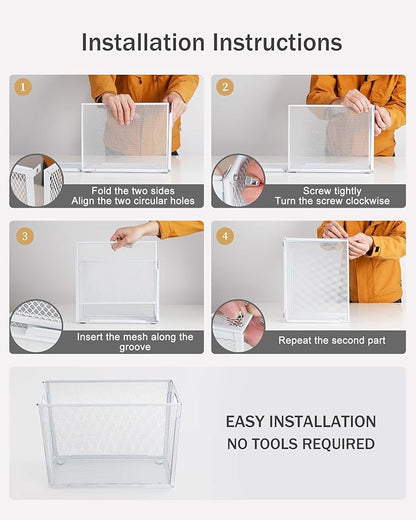 Oterri Hanging File Organizer, Metal File Organizer, Portable Desktop File Organizer for Letter Size Folder, Mesh Hanging File Crate for Office,Folders Not Included(Pure White,2 Pack)