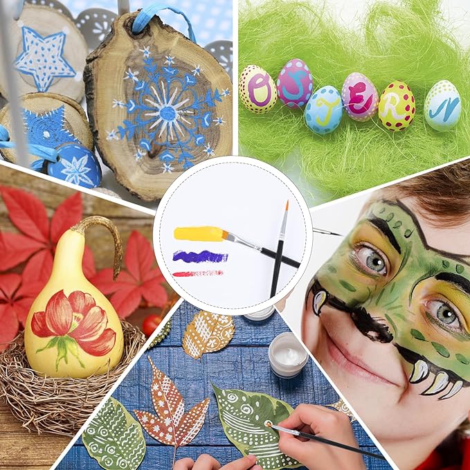 AROIC Small Paint Brushes Bulk,110 Pcs Black Nylon Hair Paint Brushes with Flat and Round Pointed Acrylic Paint Brush Set,Craft Oil Watercolor Face Artist and Kids Painting Kits