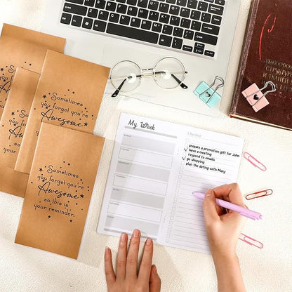 Yeaqee 50 Pcs Undated Weekly Planners Bulk Inspirational to Do List Weekly Goals Notepads Thank You Traveler Journal Team Appreciation Gift for Employee Staff Coworkers Christmas(Awesome)