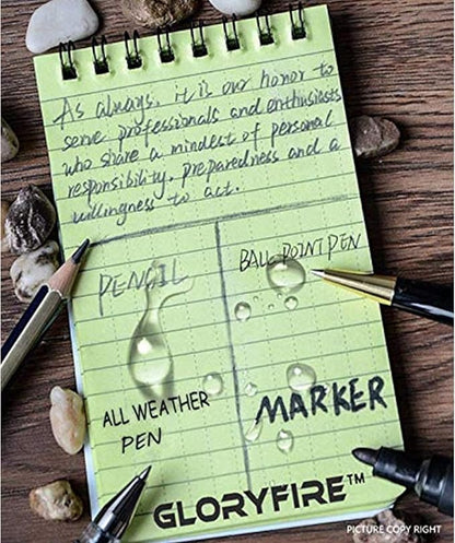 GLORYFIRE Waterproof Notebook All Weather Shower Pocket Tactical Notepad with Cover Steno Pad Memo Book