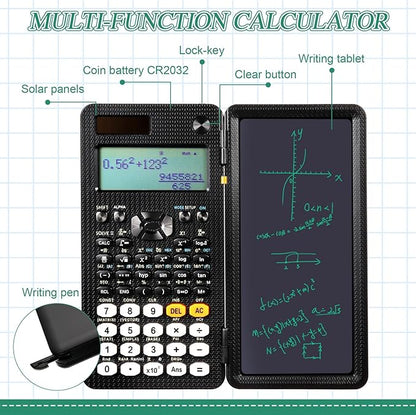 Scientific Calculators with LCD Writing Tablet Math Calculator for School Solar Powered Calculator Small Calculator with Notepad for Middle High School Student(991ES, 417 Functions)