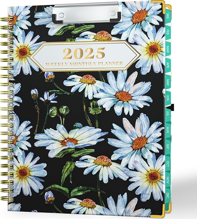 Ymumuda 2025 Planner with Clipboard, 2025 Weekly Monthly Planner from JAN. 2025 TO DEC. 2025, 8.5" x 11", Large Planners with Ample Writing Space, Inner Pocket & Coated Tabs, Excellent for School & Office Schedule