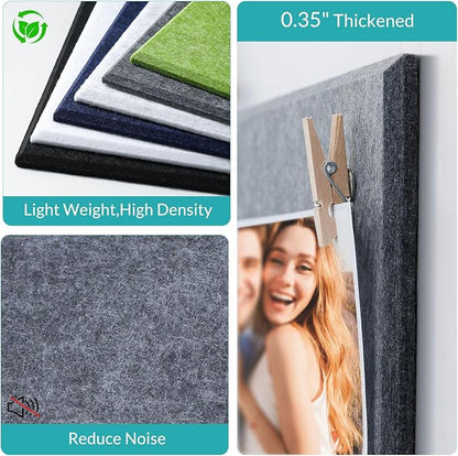 Large Cork Bulletin Board - 48" x 36" Cork Board for Walls - 12 Pack Felt Wall Tiles with Safe Removable Adhesive Tabs - Bulletinboard for Office & School & Home Decor - Drak Grey