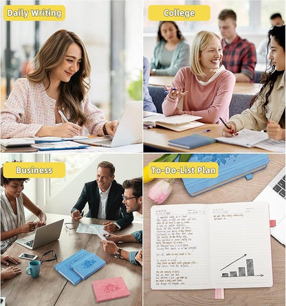 Lined Journal Notebook 365 Pages, A5 Leather Journals for Writing Women & Men, Hardcover Notebook with 100GSM Thick Paper, Daily Journal Notebook for Travel, Work, School, Note Taking, College Ruled