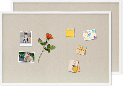 Cork Board with Linen White 2Pack,Bulletin Board 36"x24" Hanging Corkboards for Office Home School Message Board or Vision Board Decoration.