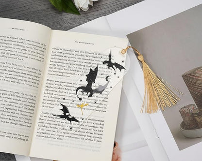 TwoDays 4th Wing Inspired Bookmarks, Fantasy Dragon Acrylic Bookmarks for Bookish Gifts, Cool Romantasy Book Merch for Book Lovers (6"x2", Set of 2)