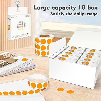 PARLAIM 3/4 Inch Roll Color Coding Labels,10000 per 10 Rolls Round Permanent Adhesive Color Coding Circle Dot Stickers for Office Home (Orange)