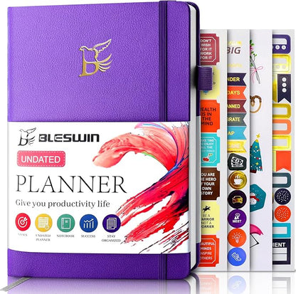 BLESWIN Monthly Life Planner Weekly Planner, No Dated Planner Start Anytime, Leather Weekly & Monthly Productivity Planner – Organizer Planner Thick Paper for Men Women