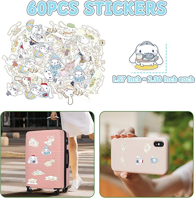 Cute School Supplies Anime Stationery Gift Set Includs Gel Pens, Journal Notebook, 50 Stickers, Pencil Case, Kawaii Stationery Set, Back to School Gift(Blue)