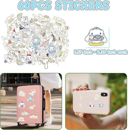 Cute School Supplies Anime Stationery Gift Set Includs Gel Pens, Journal Notebook, 50 Stickers, Pencil Case, Kawaii Stationery Set, Back to School Gift(Blue)