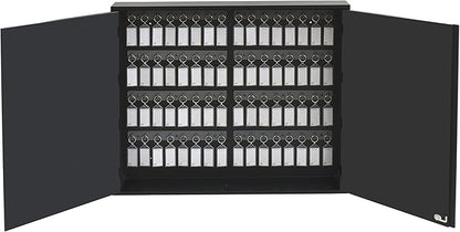 Acrimet Key Cabinet Organizer 64 Positions with Lock (Wall Mount) (64 Smoke Tags Included) (Black Cabinet)
