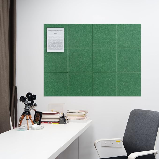 Large Felt Bulletin Board(48" x 36"),Cork Board Alternative,12 Pack Felt Wall Tiles with Safe Removable Adhesive Tabs,Notice Pin Board/Message Board/Vision Board for Office, School & Home