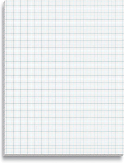Better Office Products Graph Paper Pad, 8.5" x 11", 50 Sheets, Double Sided, White, 4x4 Blue Quad Rule, Easy Tear, Grid Paper, Graph Paper