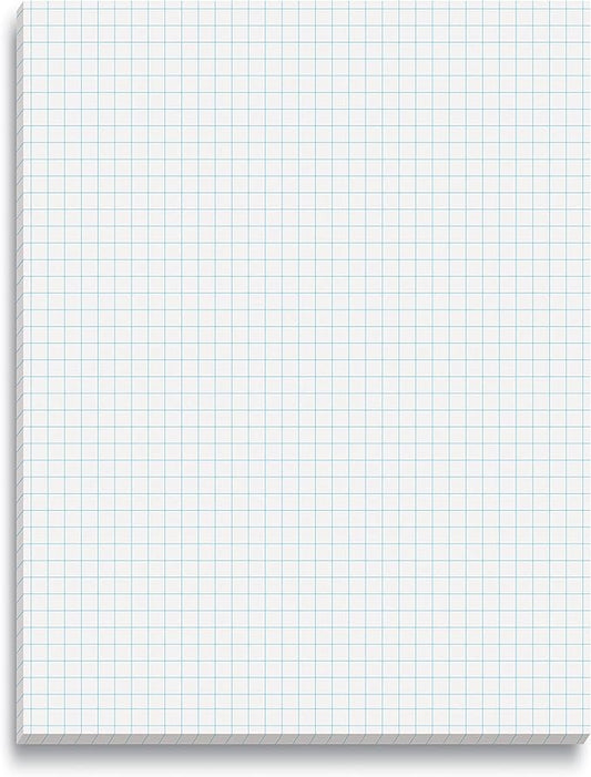 Better Office Products Graph Paper Pad, 8.5" x 11", 50 Sheets, Double Sided, White, 4x4 Blue Quad Rule, Easy Tear, Grid Paper, Graph Paper