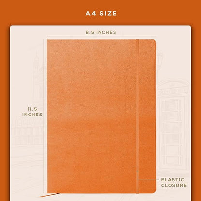 BEECHMORE BOOKS Lined Journal Notebook, 8.5 x 11.5 inch, A4 160 Lined Pages, Hardcover Leather Journals for Women, Men, Writing and Notebooks for Work - 120 GSM Thick Paper, Gifts Box Included