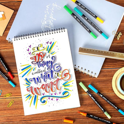 72 Colors Dual Tip Art Markers Pens for Adult Coloring Books, Brush and Fine Tip Coloring Marker for Drawing Journaling Note Taking Lettering