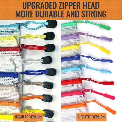24pcs Mesh Zipper Pouch Bags 9.3 x 4.7 Inches, 8 Color Small Clear Pouches Bulk, Travel Cosmetics Organization, Classroom and Office Supplies