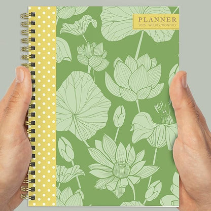TF PUBLISHING 2025 Lotus Medium Weekly Monthly Planner - Habit & Task Trackers - Planner Monthly and Weekly with Organizer Stickers - 12 Month Calendar Planner - 6.5" x 8"