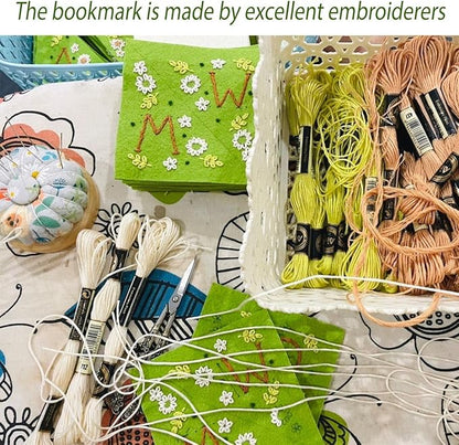Personalized Hand Embroidered Corner Bookmark, Bookmarks for Women, Personalized Bookmark for Book Lovers, Cute Flower Book Mark by HNQCPCVU (T, Green)