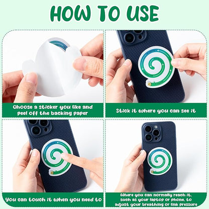 H1vojoxo 120PCS Breath Anxiety Sensory Stickers Tactile Deep Breathing Stickers for Kids Adult Anti Stress Textured Fidget Stickers for Anxiety Sensory Stickers Different Texture for Phone