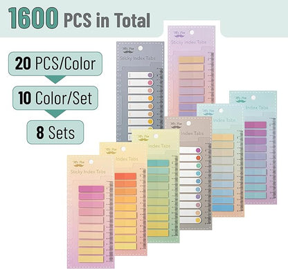 Mr. Pen- Sticky Tabs, 1600 Pcs, Colorful Book Tabs, Transparent Sticky Tabs for Books, Sticky Note Tabs, Page Markers Tabs, Book Markers, Page Tabs, Book Tabs for Annotating Books, Book Sticky Tabs