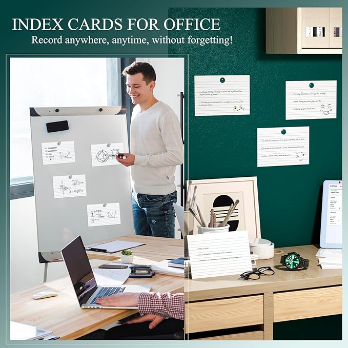 4x6 Note Cards White Index Cards, 300 Count Ruled Index Cards 4x6 in, Lined Notecards Flash Cards Study for School, Lined Note Index Card, Lined on Front, Blank on Back Card Stock 4 x 6, White