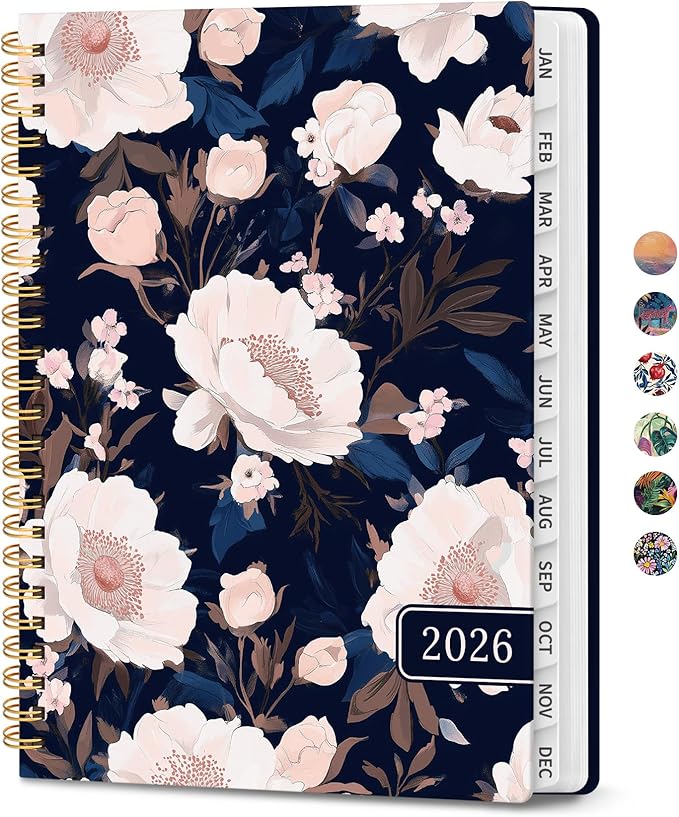 2026 Planner, Aesthetic Weekly and Monthly Planner for Women, Jan 2026 to Dec 2026, Hardcover 2026 Calendar Book with Monthly Tabs, Inner Pocket, Perfect for Office Home School - A5 (6.3" x 8.5"), Dusky Peony