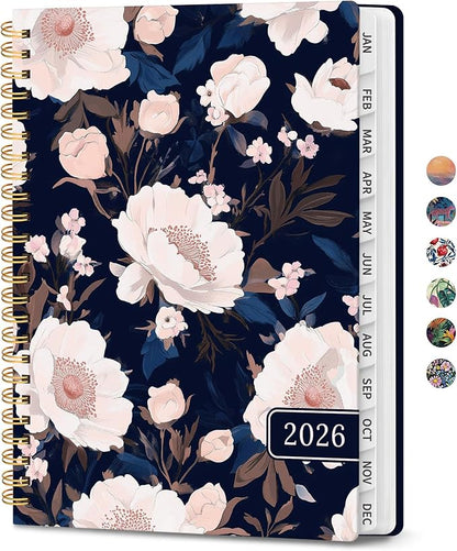2026 Planner, Aesthetic Weekly and Monthly Planner for Women, Jan 2026 to Dec 2026, Hardcover 2026 Calendar Book with Monthly Tabs, Inner Pocket, Perfect for Office Home School - A5 (6.3" x 8.5"), Dusky Peony