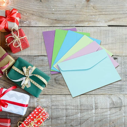 PATIKIL Mini Envelopes, 100 Pack Paper Blank Small Items Storage Business Card Holder for Greeting Note Party, Blue