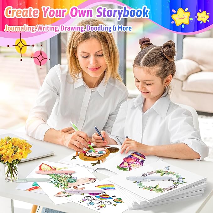 Easter Basket Stuffers, Easter Gift Essentials for Teens, 6 Pack Blank Journal Page Make Your Own Book for Kids, 40 Pages 5.2x5.2'' Mini Blank Hardcover Books for Father Wedding Activity Guestbook