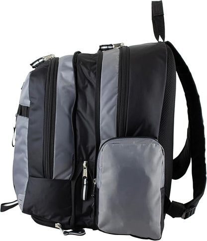 Eastsport Extra Large Backpack Expandable Oversized For Travel Hiking Work Camping Sports Outdoors With Drawstring Bag 18x13.5x9.5 Mochila De Viaje Ash Gray Black
