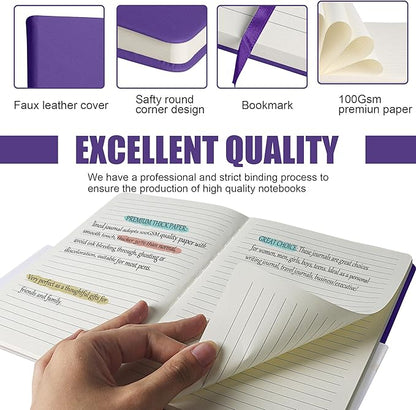 Lined Journal Notebook, 6Pack(Purple), 160 Pages, Medium 5.7 inches x 8 inches - 100 gsm Thick Paper, Hardcover